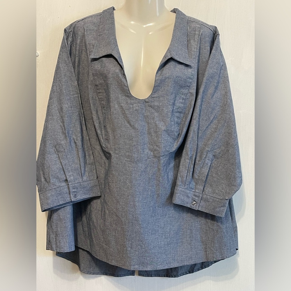 Lane Bryant Chambray Blue Blouse